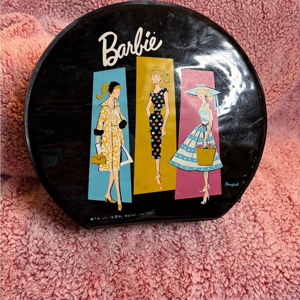 1960's Vinyl Mattel Ponytail Barbie Hat Box Case (GREAT CONDITION) - Picture 2 of 10